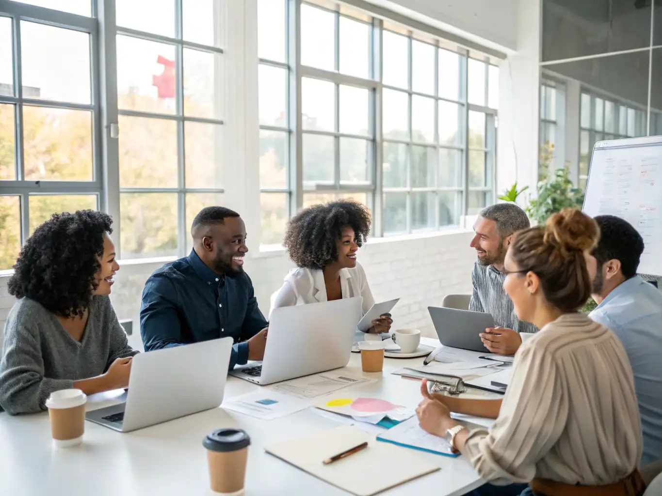 An image of a business conference in Durban, South Africa, showcasing a diverse group of attendees participating in a workshop. The image should emphasize collaboration and knowledge sharing.